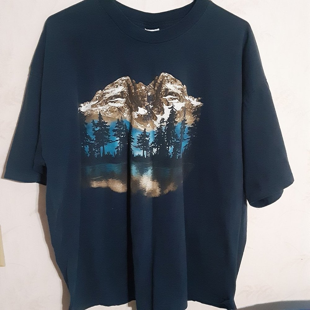Vintage Eagle Mountain Scene 1999 Made in USA Short Sleeve T Shirt in Size XXL
